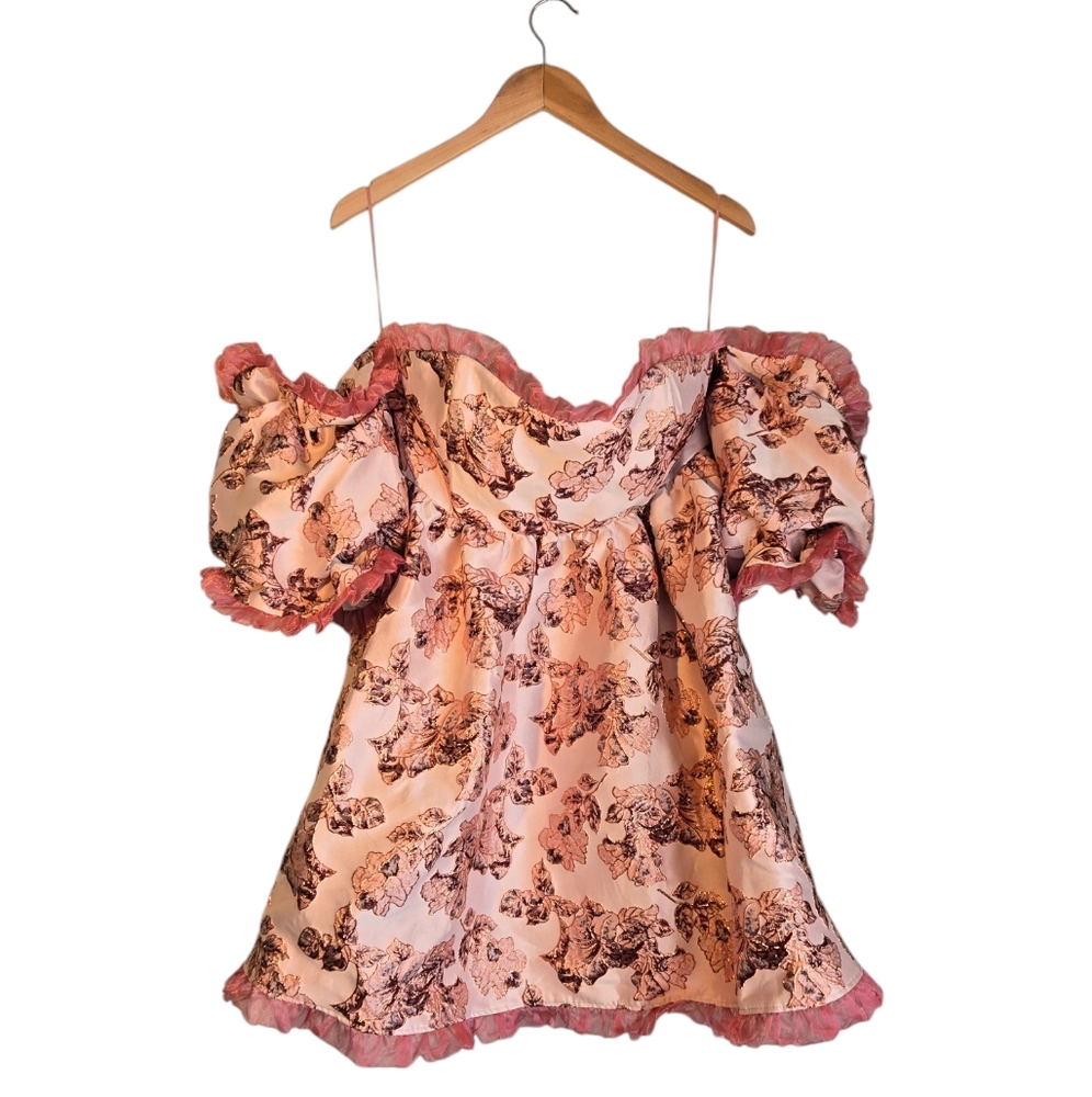 ASOS Pink Floral Off-Shoulder Mini Dress - Picture 5 of 10